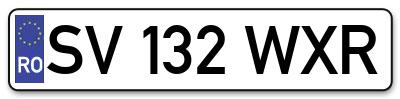 Placuta inmatriculare numar auto  SV-132-WXR, SV 132 WXR, SV132WXR