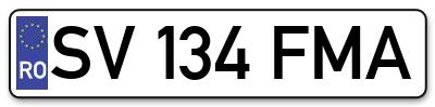 Placuta inmatriculare numar auto  SV-134-FMA, SV 134 FMA, SV134FMA