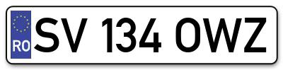 Placuta inmatriculare numar auto  SV-134-OWZ, SV 134 OWZ, SV134OWZ