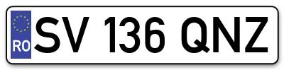 Placuta inmatriculare numar auto  SV-136-QNZ, SV 136 QNZ, SV136QNZ