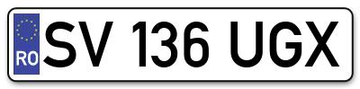 Placuta inmatriculare numar auto  SV-136-UGX, SV 136 UGX, SV136UGX