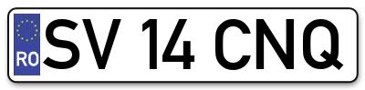 Placuta inmatriculare numar auto  SV-14-CNQ, SV 14 CNQ, SV14CNQ