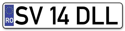 Placuta inmatriculare numar auto  SV-14-DLL, SV 14 DLL, SV14DLL