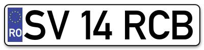 Placuta inmatriculare numar auto  SV-14-RCB, SV 14 RCB, SV14RCB