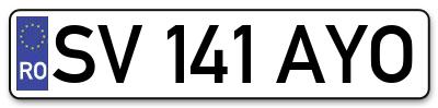 Placuta inmatriculare numar auto  SV-141-AYO, SV 141 AYO, SV141AYO