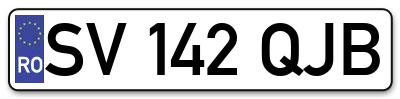 Placuta inmatriculare numar auto  SV-142-QJB, SV 142 QJB, SV142QJB