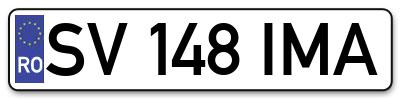 Placuta inmatriculare numar auto  SV-148-IMA, SV 148 IMA, SV148IMA