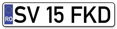 Placuta inmatriculare numar auto  SV-15-FKD, SV 15 FKD, SV15FKD