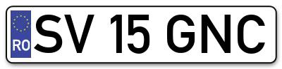 Placuta inmatriculare numar auto  SV-15-GNC, SV 15 GNC, SV15GNC