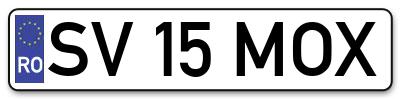 Placuta inmatriculare numar auto  SV-15-MOX, SV 15 MOX, SV15MOX