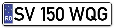Placuta inmatriculare numar auto  SV-150-WQG, SV 150 WQG, SV150WQG