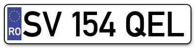 Placuta inmatriculare numar auto  SV-154-QEL, SV 154 QEL, SV154QEL