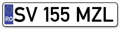 Placuta inmatriculare numar auto  SV-155-MZL, SV 155 MZL, SV155MZL