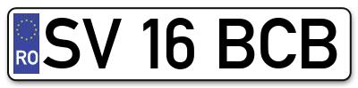 Placuta inmatriculare numar auto  SV-16-BCB, SV 16 BCB, SV16BCB