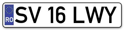 Placuta inmatriculare numar auto  SV-16-LWY, SV 16 LWY, SV16LWY