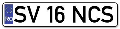 Placuta inmatriculare numar auto  SV-16-NCS, SV 16 NCS, SV16NCS