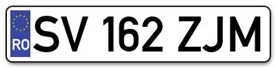 Placuta inmatriculare numar auto  SV-162-ZJM, SV 162 ZJM, SV162ZJM