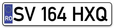 Placuta inmatriculare numar auto  SV-164-HXQ, SV 164 HXQ, SV164HXQ
