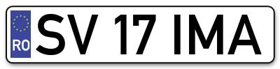 Placuta inmatriculare numar auto  SV-17-IMA, SV 17 IMA, SV17IMA