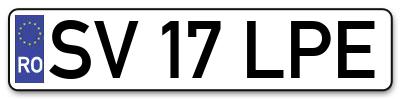Placuta inmatriculare numar auto  SV-17-LPE, SV 17 LPE, SV17LPE