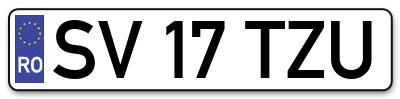 Placuta inmatriculare numar auto  SV-17-TZU, SV 17 TZU, SV17TZU