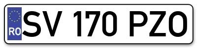 Placuta inmatriculare numar auto  SV-170-PZO, SV 170 PZO, SV170PZO