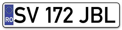 Placuta inmatriculare numar auto  SV-172-JBL, SV 172 JBL, SV172JBL