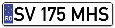 Placuta inmatriculare numar auto  SV-175-MHS, SV 175 MHS, SV175MHS