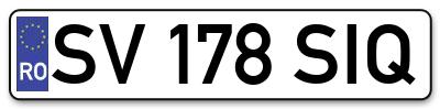 Placuta inmatriculare numar auto  SV-178-SIQ, SV 178 SIQ, SV178SIQ