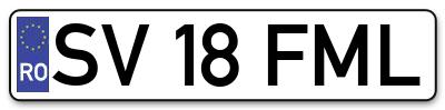 Placuta inmatriculare numar auto  SV-18-FML, SV 18 FML, SV18FML