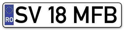Placuta inmatriculare numar auto  SV-18-MFB, SV 18 MFB, SV18MFB