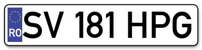 Placuta inmatriculare numar auto  SV-181-HPG, SV 181 HPG, SV181HPG