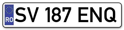 Placuta inmatriculare numar auto  SV-187-ENQ, SV 187 ENQ, SV187ENQ
