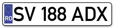 Placuta inmatriculare numar auto  SV-188-ADX, SV 188 ADX, SV188ADX