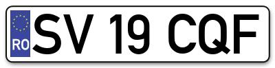 Placuta inmatriculare numar auto  SV-19-CQF, SV 19 CQF, SV19CQF