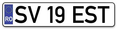 Placuta inmatriculare numar auto  SV-19-EST, SV 19 EST, SV19EST