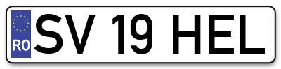 Placuta inmatriculare numar auto  SV-19-HEL, SV 19 HEL, SV19HEL