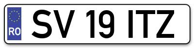 Placuta inmatriculare numar auto  SV-19-ITZ, SV 19 ITZ, SV19ITZ