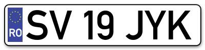 Placuta inmatriculare numar auto  SV-19-JYK, SV 19 JYK, SV19JYK