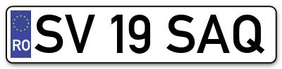 Placuta inmatriculare numar auto  SV-19-SAQ, SV 19 SAQ, SV19SAQ