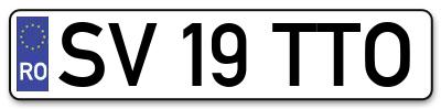 Placuta inmatriculare numar auto  SV-19-TTO, SV 19 TTO, SV19TTO