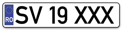 Placuta inmatriculare numar auto  SV-19-XXX, SV 19 XXX, SV19XXX