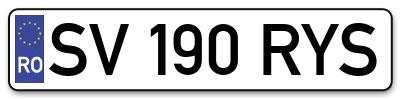 Placuta inmatriculare numar auto  SV-190-RYS, SV 190 RYS, SV190RYS