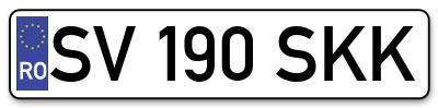 Placuta inmatriculare numar auto  SV-190-SKK, SV 190 SKK, SV190SKK