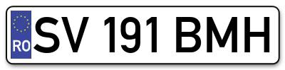 Placuta inmatriculare numar auto  SV-191-BMH, SV 191 BMH, SV191BMH