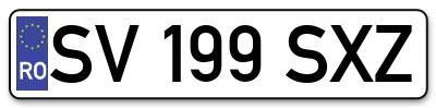 Placuta inmatriculare numar auto  SV-199-SXZ, SV 199 SXZ, SV199SXZ