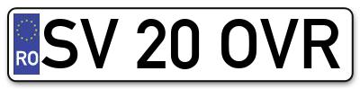 Placuta inmatriculare numar auto  SV-20-OVR, SV 20 OVR, SV20OVR