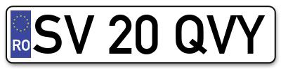 Placuta inmatriculare numar auto  SV-20-QVY, SV 20 QVY, SV20QVY