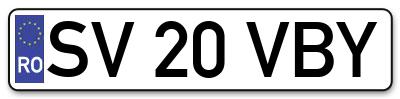 Placuta inmatriculare numar auto  SV-20-VBY, SV 20 VBY, SV20VBY