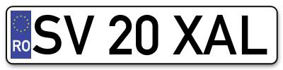 Placuta inmatriculare numar auto  SV-20-XAL, SV 20 XAL, SV20XAL